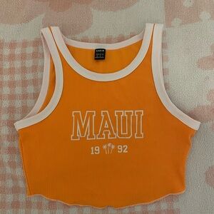 Bright Orange Tropical Preppy Maui Crop Top